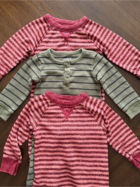 Bundle of Three Long Sleeve Striped Jumpsuits | 12 months